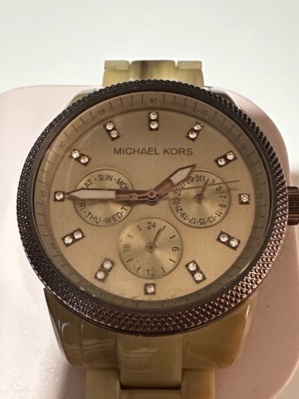 Michael Kors Gold and Cream Resin Bracelet Watch - Picture 2 of 10